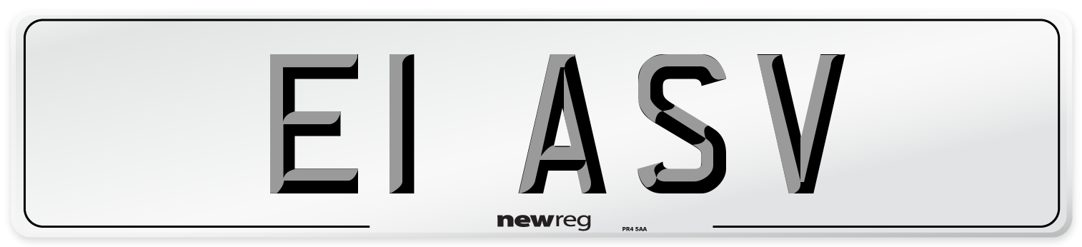 E1 ASV Number Plate from New Reg